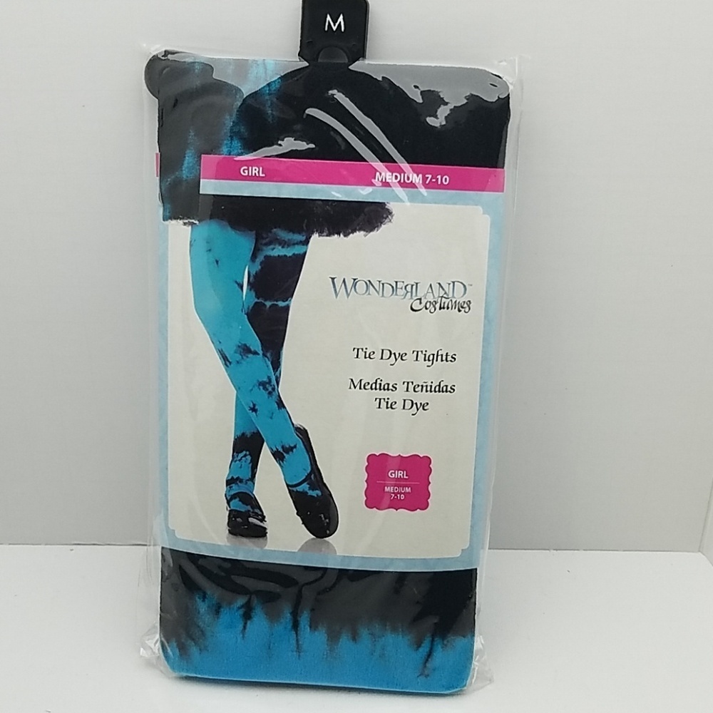 Wonderland Tights Blue & Black Tie Dyed 7-10 Med